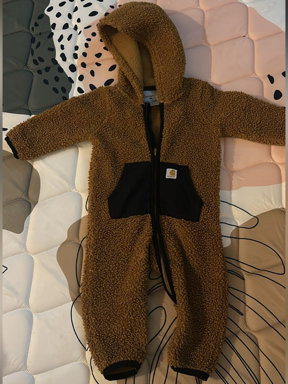 Carhartt Tan/Brown Sherpa Hooded Infant Romper